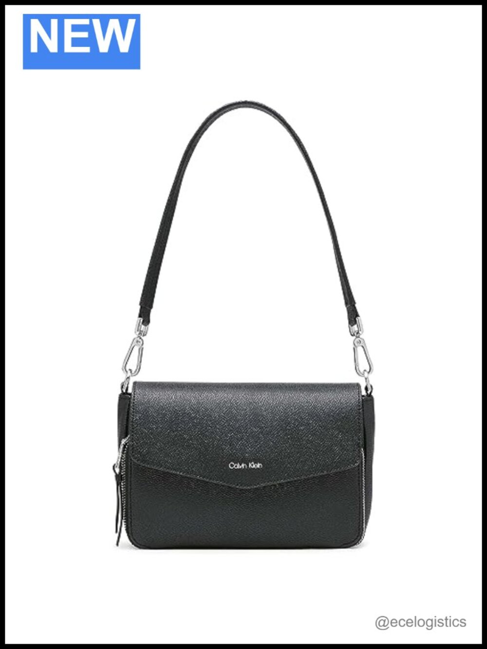 Calvin Klein Ava Novelty Demi Shoulder Bag - Textured PVC, Flap Closure, 2
